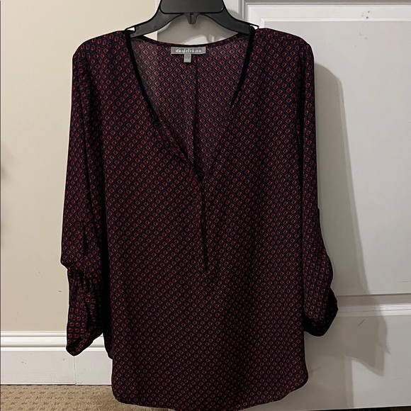 Daniel Rainn Red and Black Patterned Blouse - Picture 1 of 7